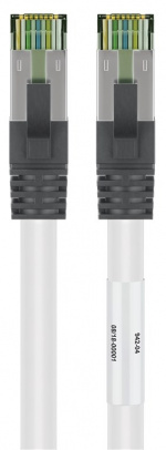 Goobay CAT 8.1 Patch Cord, S/FTP (PiMF), white 99.9 % oxygen-free copper conductor (OFC), AWG 24, halogen-free cable sheath (LSZH), 0.25 m