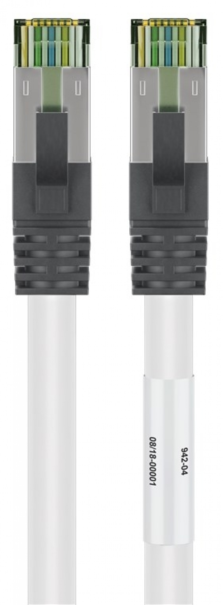 Goobay CAT 8.1 Patch Cord, S/FTP (PiMF), white 99.9 % oxygen-free copper conductor (OFC), AWG 24, halogen-free cable sheath (LSZH), 0.25 m