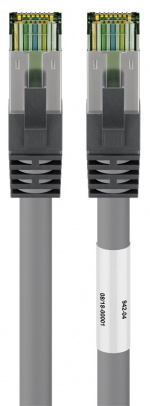 Goobay CAT 8.1 Patch Cord, S/FTP (PiMF), grey 99.9 % oxygen-free copper conductor (OFC), AWG 24, halogen-free cable sheath (LSZH), 3 m