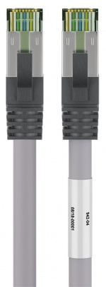 Goobay RJ45 (CAT 6A, 500 MHz) Patch Cable with CAT 8.1 S/FTP Raw Cable, grey 99.9 % oxygen-free copper conductor (OFC), AWG 24, halogen-free cable sheath (LSZH), 15 m