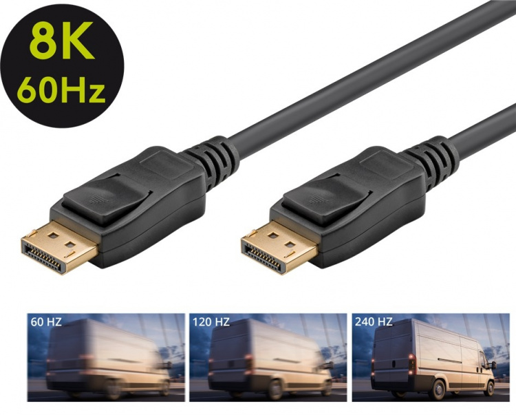 Goobay DisplayPort™ Connector Cable 2.0 DisplayPort™ male > DisplayPort™ male, 8K @ 60Hz, 2 m Goobay DisplayPort™ Connector Cable 2.0 DisplayPort™ male > DisplayPort™ male, 8K @ 60Hz, 2 m