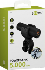 Goobay Bike Power Bank 5.0 (5,000 mAh) small, thin and handy bar powerbank with a capacity of 5,000 mAh for mounting on the bike