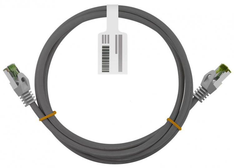 Goobay RJ45 patch cord with CAT 8.1 S/FTP raw cable, AWG 26, grey copper conductor, LSZH halogen-free cable sheat, RJ45 (CAT6A) plug, 7.5 m Goobay RJ45 patch cord with CAT 8.1 S/FTP raw cable, AWG 26, grey copper conductor, LSZH halogen-free cable sheat, RJ45 (CAT6A) plug, 7.5 m
