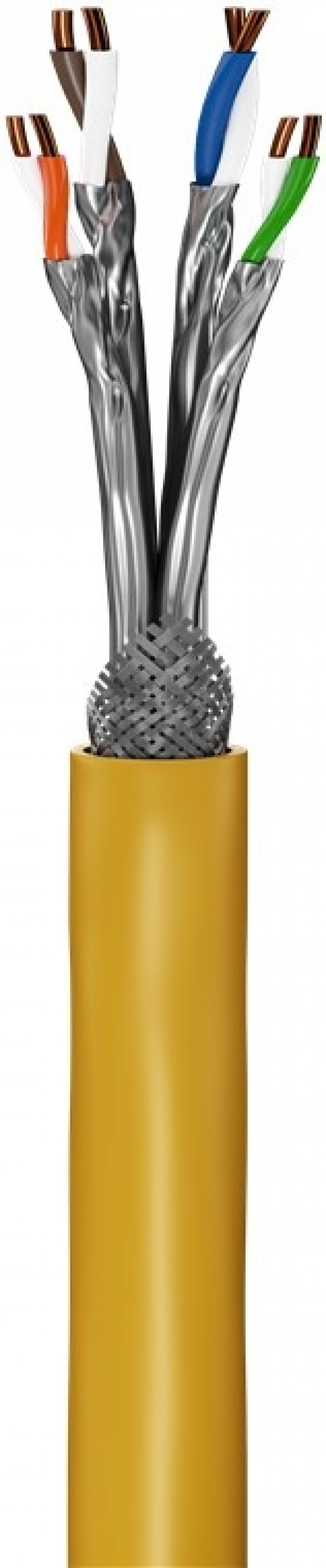 Goobay GHMT-certified CAT 8.1, S/FTP (PiMF), Network Cable yellow copper conductor (CU), AWG 22/1 (solid), halogen-free (LSZH), 50 m
