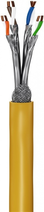 Goobay GHMT-certified CAT 8.1, S/FTP (PiMF), Network Cable yellow copper conductor (CU), AWG 22/1 (solid), halogen-free (LSZH), 100 m