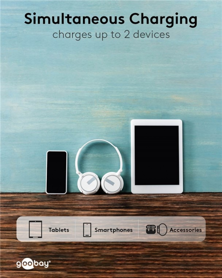 Goobay Power Bank Compact 5,000 mAh handy and space-saving design with 5,000 mAh, perfect for travelling