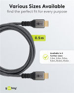 Goobay High Speed HDMI™ Cable with Ethernet, 0.5 m, Sharkskin Grey HDMI™ connector male (type A) > HDMI™ connector male (type A) Goobay High Speed HDMI™ Cable with Ethernet, 0.5 m, Sharkskin Grey HDMI™ connector male (type A) > HDMI™ connector male (type A)