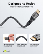 Goobay Ultra High Speed HDMI™ Cable, 1 m, Sharkskin Grey HDMI™ connector male (type A) > HDMI™ connector male (type A) Goobay Ultra High Speed HDMI™ Cable, 1 m, Sharkskin Grey HDMI™ connector male (type A) > HDMI™ connector male (type A)