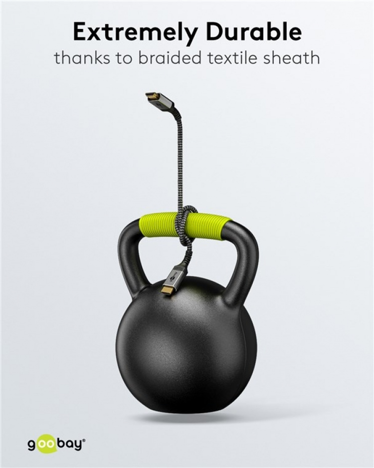 Goobay Ultra High Speed HDMI™ Cable, 1 m, Sharkskin Grey HDMI™ connector male (type A) > HDMI™ connector male (type A) Goobay Ultra High Speed HDMI™ Cable, 1 m, Sharkskin Grey HDMI™ connector male (type A) > HDMI™ connector male (type A)