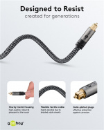 Goobay TOSLINK Cable, 1 m, Sharkskin Grey Toslink male > Toslink male