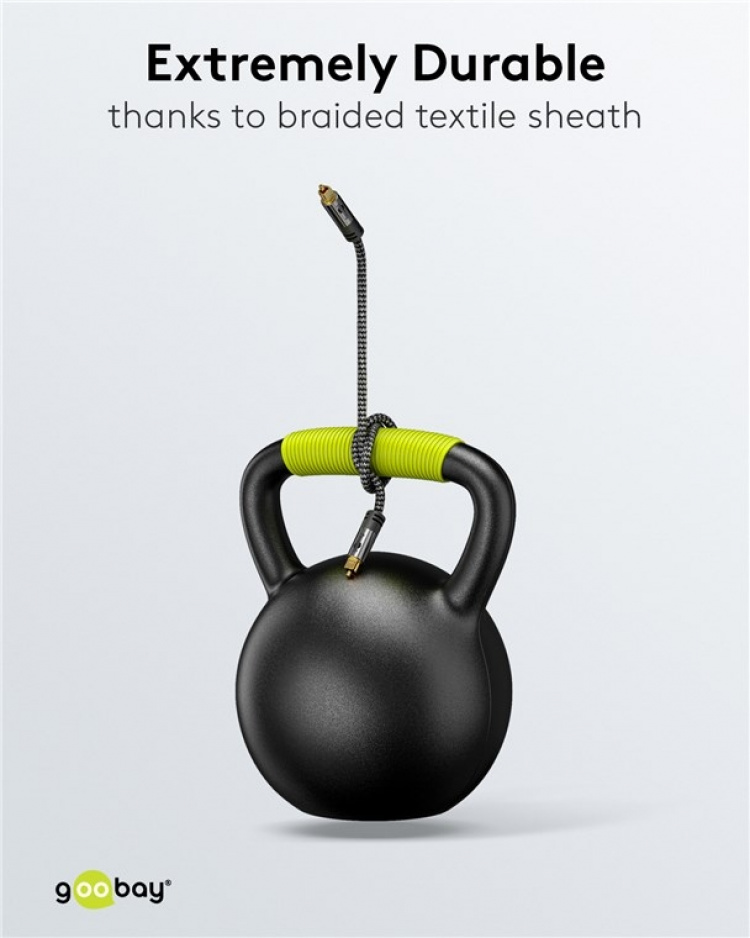 Goobay TOSLINK Cable, 2 m, Sharkskin Grey Toslink male > Toslink male