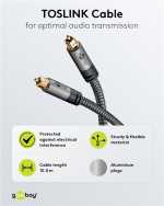 Goobay TOSLINK Cable, 10 m, Sharkskin Grey Toslink male > Toslink male