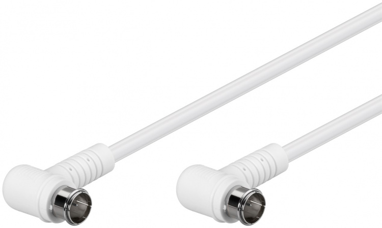 Goobay Angled SAT Antenna Cable (80 dB), Double Shielded F plug (quick) 90° > F plug (quick) 90° (fully shielded), 1.5 m