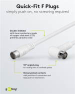 Goobay Angled SAT Antenna Cable (80 dB), Double Shielded F plug (quick) > F plug (quick) 90° (fully shielded), 3.5 m