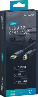 ClickTronic Adapterkabel från USB-A till USB-B 3.0 Premiumkabel | USB A-kontakt USB B 3.0-kontakt | 1,8 m | 5 Gbit/s ClickTronic Adapterkabel från USB-A till USB-B 3.0 Premiumkabel | USB A-kontakt USB B 3.0-kontakt | 1,8 m | 5 Gbit/s