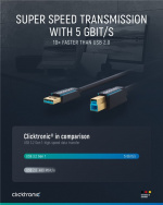 ClickTronic Adapterkabel från USB-A till USB-B 3.0 Premiumkabel | USB A-kontakt USB B 3.0-kontakt | 3,0 m | 5 Gbit/s ClickTronic Adapterkabel från USB-A till USB-B 3.0 Premiumkabel | USB A-kontakt USB B 3.0-kontakt | 3,0 m | 5 Gbit/s