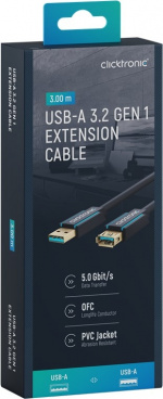ClickTronic Förlängningskabel USB-A Premiumkabel | USB A hane USB A hona | 3,0 m | 5 Gbit/s