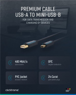 ClickTronic Adapterkabel från USB A till USB Mini B 2.0 Premiumkabel | USB A-kontakt USB mini B-kontakt | 3,0 m | 480 Mbit/s ClickTronic Adapterkabel från USB A till USB Mini B 2.0 Premiumkabel | USB A-kontakt USB mini B-kontakt | 3,0 m | 480 Mbit/s