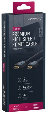 ClickTronic Premium High Speed HDMI™ Cable with Ethernet Premium cable | 1x HDMI™ plug 1x HDMI™ plug | 1.0 m | UHD 4K @ 60 Hz ClickTronic Premium High Speed HDMI™ Cable with Ethernet Premium cable | 1x HDMI™ plug 1x HDMI™ plug | 1.0 m | UHD 4K @ 60 Hz