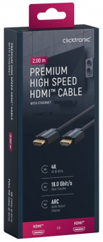 ClickTronic Premium High Speed HDMI™ Cable with Ethernet Premium cable | 1x HDMI™ plug 1x HDMI™ plug | 2.0 m | UHD 4K @ 60 Hz ClickTronic Premium High Speed HDMI™ Cable with Ethernet Premium cable | 1x HDMI™ plug 1x HDMI™ plug | 2.0 m | UHD 4K @ 60 Hz