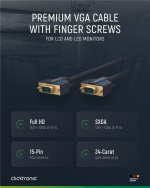 ClickTronic VGA-kabel Premiumkabel | 1x VGA-kontakt 1x VGA-kontakt | 3,0 m | SXGA @ 75 Hz