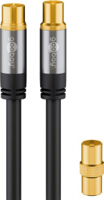 Goobay TV Antenna Cable (135 dB), 4x Shielded gold-plated, coaxial socket > coaxial plug, 5 m Goobay TV Antenna Cable (135 dB), 4x Shielded gold-plated, coaxial socket > coaxial plug, 5 m