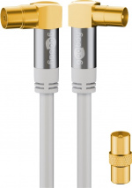 Goobay TV Antenna Cable (135 dB), 4x Shielded gold-plated, coaxial socket 90° > coaxial plug 90°, 3 m