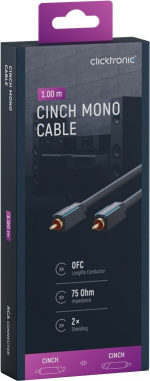 ClickTronic RCA-kabel, mono Premiumkabel | 1x cinch plug 1x cinch plug | 1,0 m | OFC innerledare