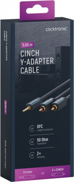 ClickTronic 3,5 mm AUX till RCA-adapterkabel, stereo Premiumkabel | 1x 3,5 mm jackkontakt 2x cinchkontakt | 5,0 m | OFC innerledare