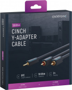 ClickTronic 3,5 mm AUX till RCA-adapterkabel, stereo Premiumkabel | 1x 3,5 mm jackkontakt 2x cinchkontakt | 10,0 m | OFC innerledare