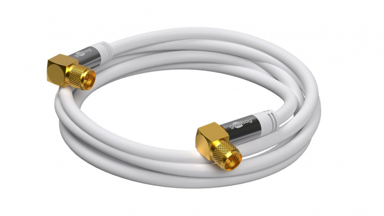 Goobay SAT Antenna Cable (135 dB), 4x Shielded gold-plated, F plug 90° > F plug 90°, 5 m Goobay SAT Antenna Cable (135 dB), 4x Shielded gold-plated, F plug 90° > F plug 90°, 5 m
