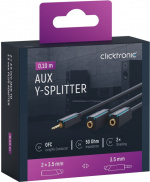 ClickTronic 3,5 mm AUX-adapterkabel, stereo Premium-kabel | 1x 3,5 mm jackkontakt 2x 3,5 mm jackkontakt | 0,1 m | OFC innerledare ClickTronic 3,5 mm AUX-adapterkabel, stereo Premium-kabel | 1x 3,5 mm jackkontakt 2x 3,5 mm jackkontakt | 0,1 m | OFC innerledare