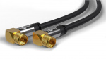 Goobay SAT Antenna Cable (135 dB), 4x Shielded gold-plated, F plug 90° > F plug 90°, 10 m