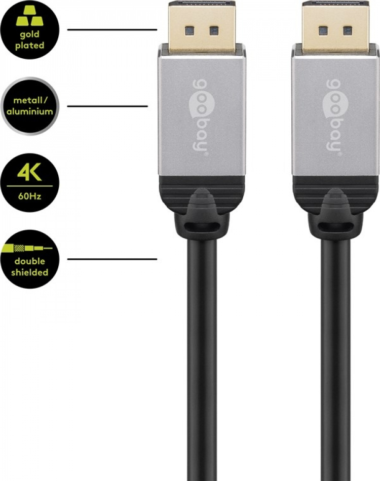 Goobay DisplayPort™ Connection Cable DisplayPort™ male > DisplayPort™ male, 3 m Goobay DisplayPort™ Connection Cable DisplayPort™ male > DisplayPort™ male, 3 m