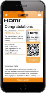 Goobay Premium High Speed HDMI™ Cable with Ethernet, Certified HDMI™ connector male (type A) > HDMI™ connector (type A), 0.5 m