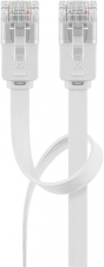 Goobay CAT 6 Flat Patch Cable, U/UTP, white copper conductor (CU), 5 m