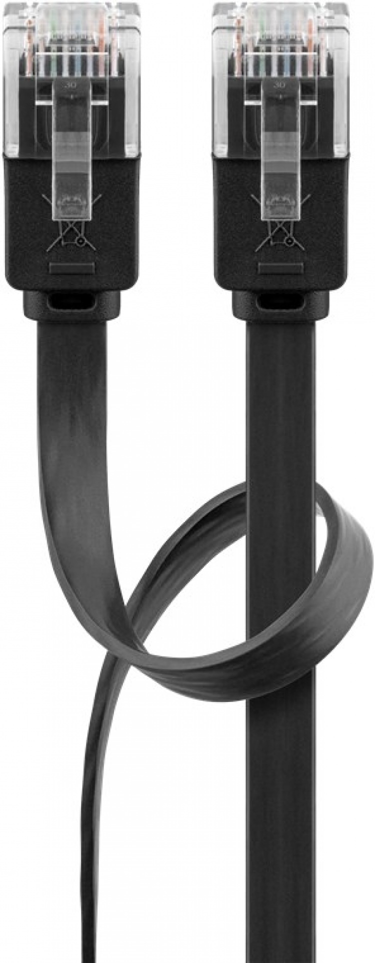 Goobay CAT 6 Flat Patch Cable, U/UTP, black copper conductor (CU), 1 m