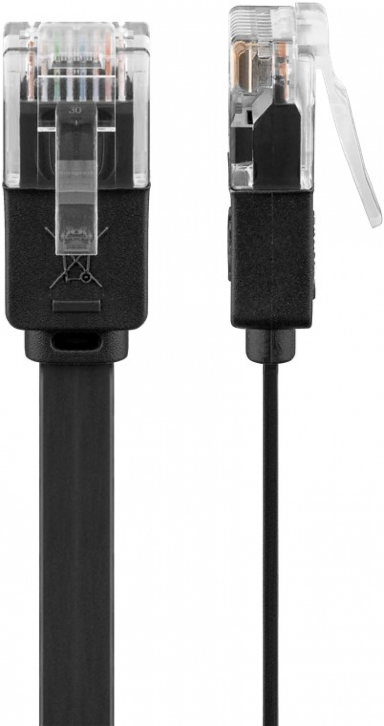 Goobay CAT 6 Flat Patch Cable, U/UTP, black copper conductor (CU), 1 m