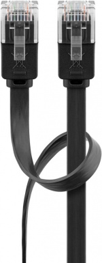 Goobay CAT 6 Flat Patch Cable, U/UTP, black copper conductor (CU), 10 m