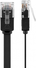 Goobay CAT 6 Flat Patch Cable, U/UTP, black copper conductor (CU), 7 m