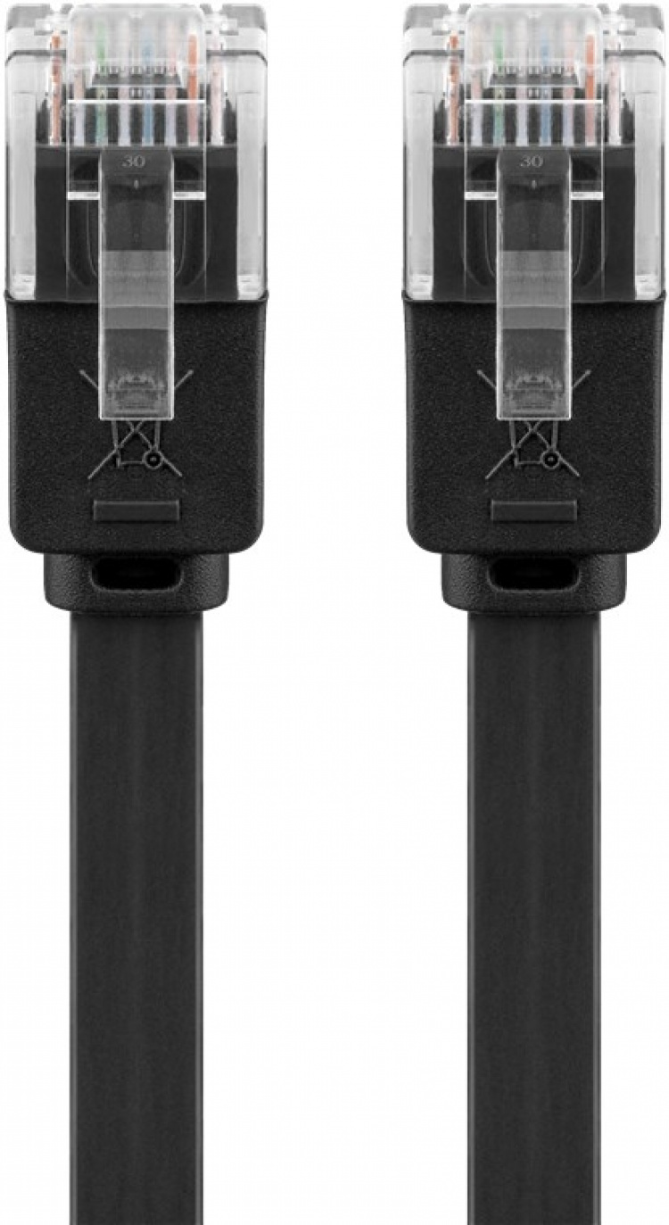 Goobay CAT 6 Flat Patch Cable, U/UTP, black copper conductor (CU), 7 m