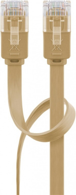 Goobay CAT 6 Flat Patch Cable, U/UTP, light brown copper conductor (CU), 1 m