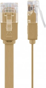 Goobay CAT 6 Flat Patch Cable, U/UTP, light brown copper conductor (CU), 10 m