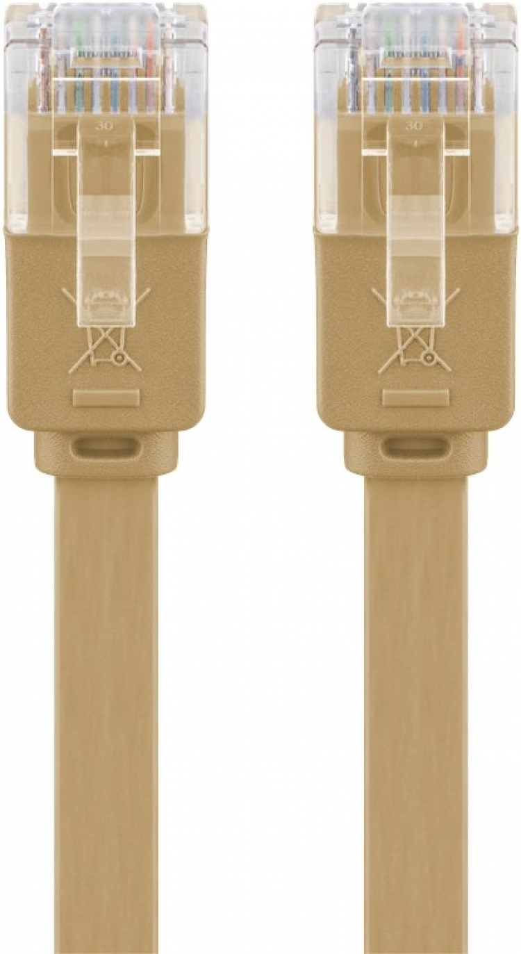 Goobay CAT 6 Flat Patch Cable, U/UTP, light brown copper conductor (CU), 20 m