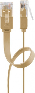 Goobay CAT 6 Flat Patch Cable, U/UTP, light brown copper conductor (CU), 5 m