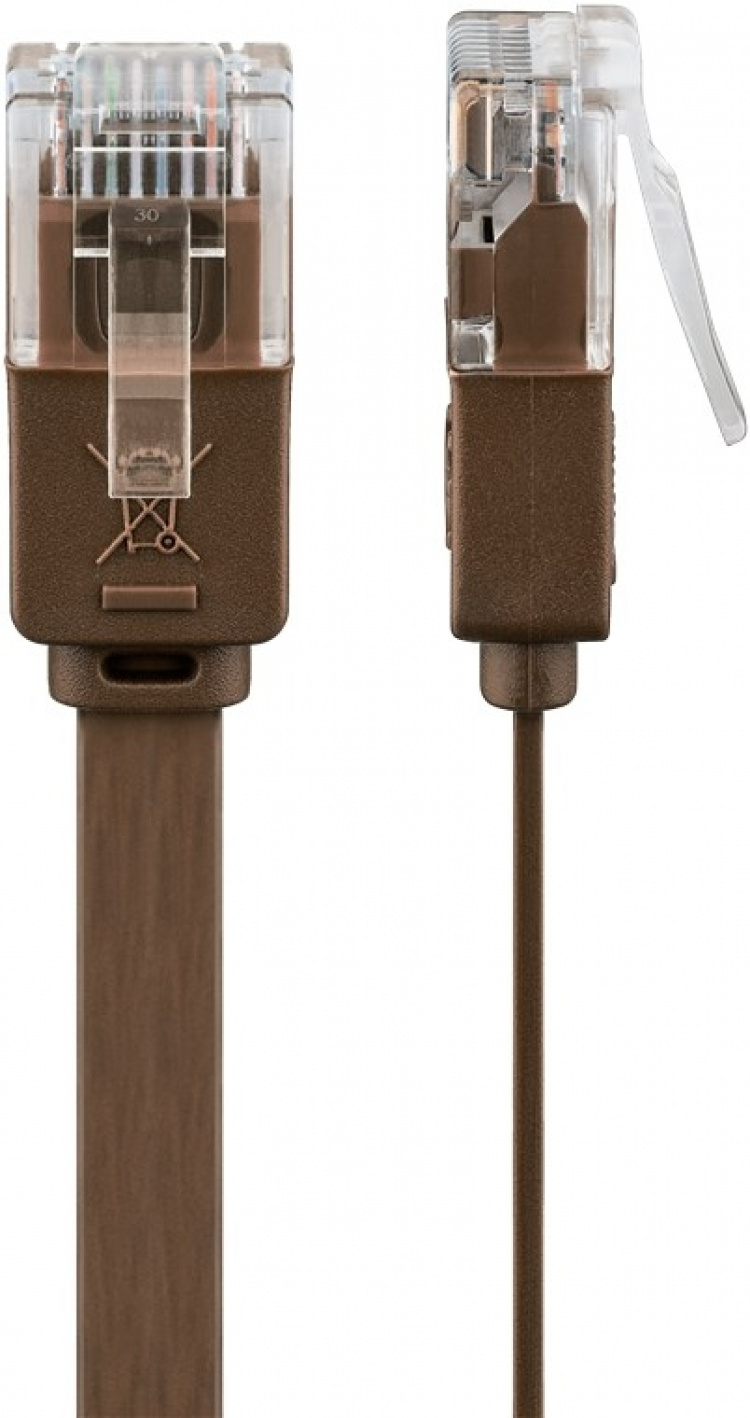 Goobay CAT 6 Flat Patch Cable, U/UTP, dark brown copper conductor (CU), 2 m