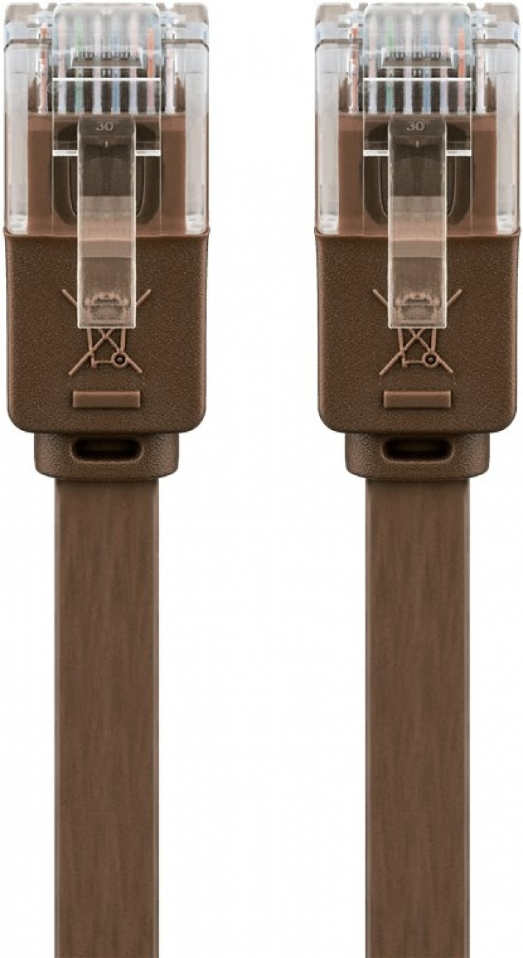 Goobay CAT 6 Flat Patch Cable, U/UTP, dark brown copper conductor (CU), 2 m