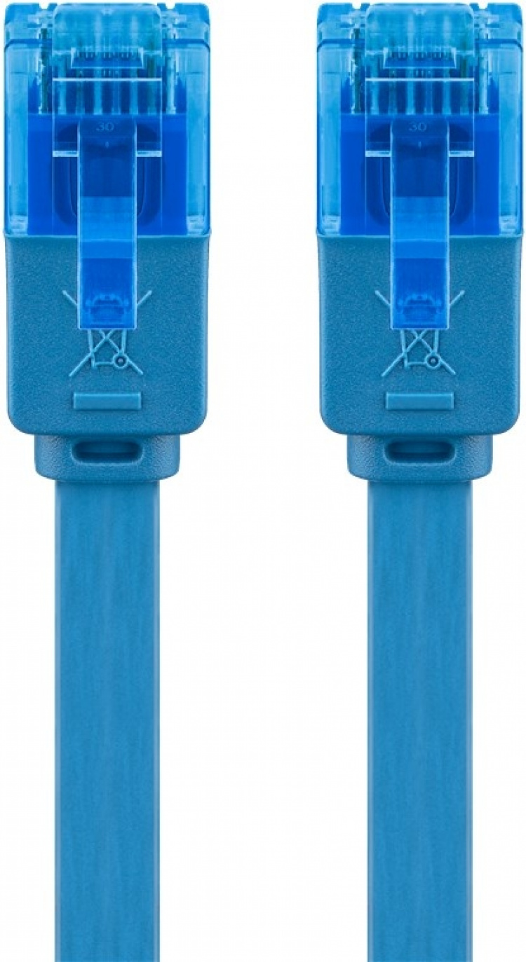 Goobay CAT 6A Flat Patch Cable U/UTP, blue copper conductor (CU), 0.5 m Goobay CAT 6A Flat Patch Cable U/UTP, blue copper conductor (CU), 0.5 m