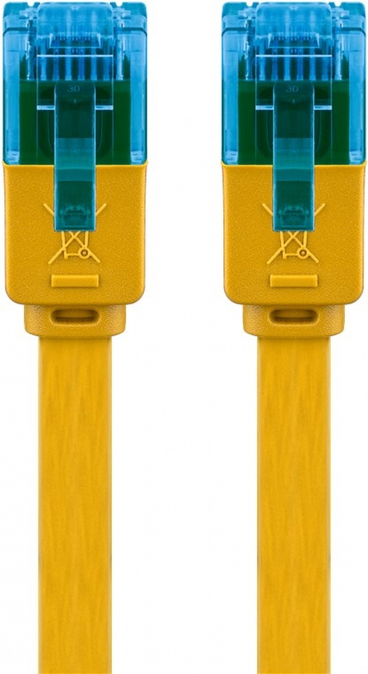 Goobay CAT 6A Flat Patch Cable U/UTP, yellow copper conductor (CU), 0.5 m