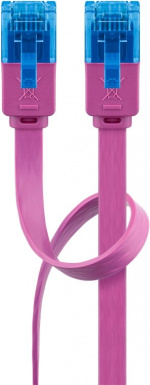 Goobay CAT 6A Flat Patch Cable U/UTP, magenta copper conductor (CU), 0.5 m